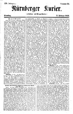 Nürnberger Kurier (Nürnberger Friedens- und Kriegs-Kurier) Dienstag 3. Februar 1852