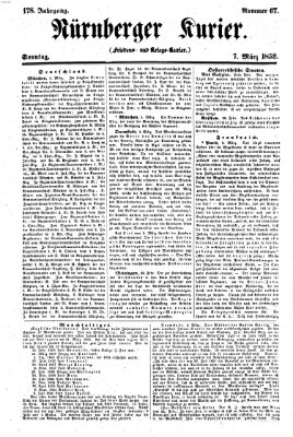 Nürnberger Kurier (Nürnberger Friedens- und Kriegs-Kurier) Sonntag 7. März 1852