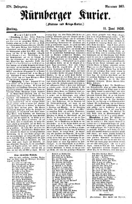 Nürnberger Kurier (Nürnberger Friedens- und Kriegs-Kurier) Freitag 11. Juni 1852