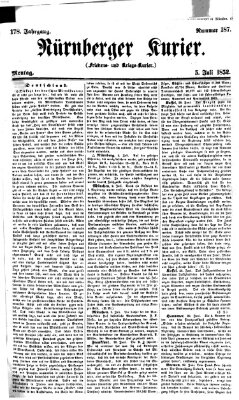 Nürnberger Kurier (Nürnberger Friedens- und Kriegs-Kurier) Montag 5. Juli 1852