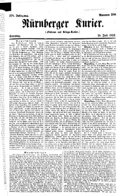 Nürnberger Kurier (Nürnberger Friedens- und Kriegs-Kurier) Sonntag 18. Juli 1852