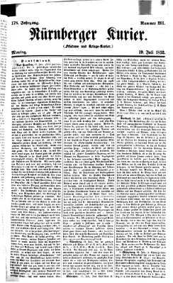 Nürnberger Kurier (Nürnberger Friedens- und Kriegs-Kurier) Montag 19. Juli 1852