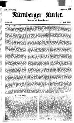 Nürnberger Kurier (Nürnberger Friedens- und Kriegs-Kurier) Mittwoch 21. Juli 1852