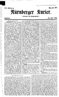 Nürnberger Kurier (Nürnberger Friedens- und Kriegs-Kurier) Sonntag 25. Juli 1852