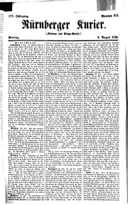 Nürnberger Kurier (Nürnberger Friedens- und Kriegs-Kurier) Montag 2. August 1852