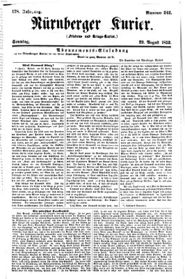 Nürnberger Kurier (Nürnberger Friedens- und Kriegs-Kurier) Sonntag 29. August 1852