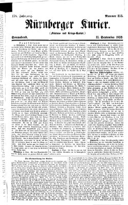 Nürnberger Kurier (Nürnberger Friedens- und Kriegs-Kurier) Samstag 11. September 1852