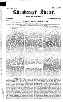 Nürnberger Kurier (Nürnberger Friedens- und Kriegs-Kurier) Donnerstag 23. September 1852