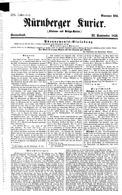 Nürnberger Kurier (Nürnberger Friedens- und Kriegs-Kurier) Samstag 25. September 1852
