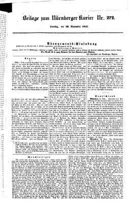 Nürnberger Kurier (Nürnberger Friedens- und Kriegs-Kurier) Dienstag 28. September 1852