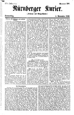 Nürnberger Kurier (Nürnberger Friedens- und Kriegs-Kurier) Donnerstag 4. November 1852