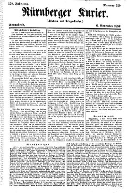 Nürnberger Kurier (Nürnberger Friedens- und Kriegs-Kurier) Samstag 6. November 1852