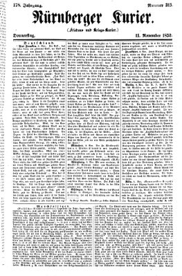 Nürnberger Kurier (Nürnberger Friedens- und Kriegs-Kurier) Donnerstag 11. November 1852