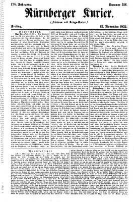 Nürnberger Kurier (Nürnberger Friedens- und Kriegs-Kurier) Freitag 12. November 1852