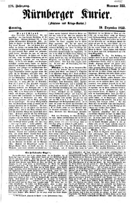 Nürnberger Kurier (Nürnberger Friedens- und Kriegs-Kurier) Sonntag 19. Dezember 1852