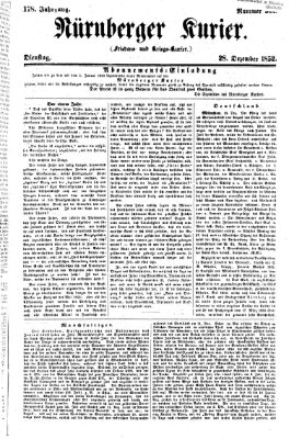Nürnberger Kurier (Nürnberger Friedens- und Kriegs-Kurier) Dienstag 28. Dezember 1852