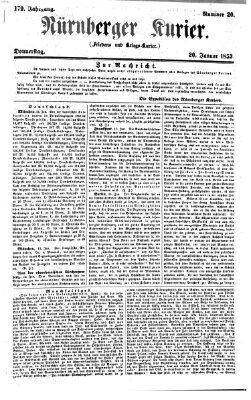 Nürnberger Kurier (Nürnberger Friedens- und Kriegs-Kurier) Donnerstag 20. Januar 1853