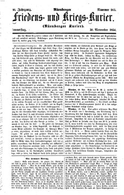 Nürnberger Friedens- und Kriegs-Kurier Donnerstag 30. November 1854
