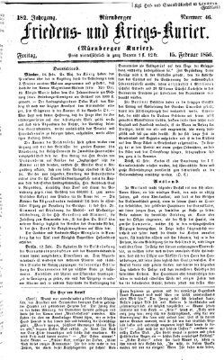 Nürnberger Friedens- und Kriegs-Kurier Freitag 15. Februar 1856