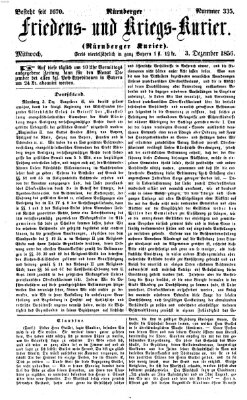 Nürnberger Friedens- und Kriegs-Kurier Mittwoch 3. Dezember 1856