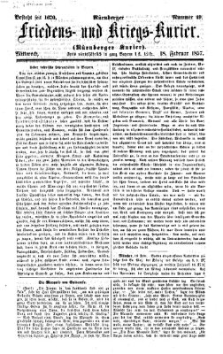 Nürnberger Friedens- und Kriegs-Kurier Mittwoch 18. Februar 1857