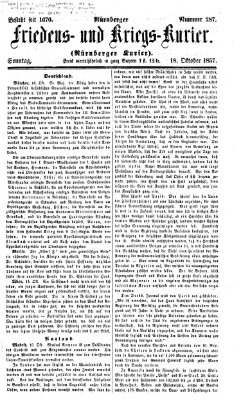 Nürnberger Friedens- und Kriegs-Kurier Sonntag 18. Oktober 1857