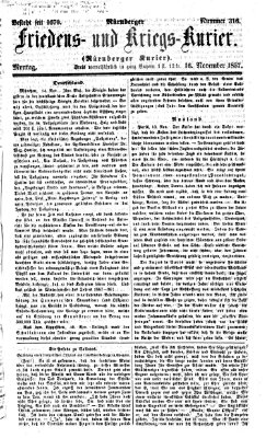 Nürnberger Friedens- und Kriegs-Kurier Montag 16. November 1857