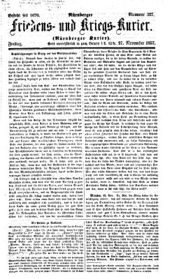 Nürnberger Friedens- und Kriegs-Kurier Freitag 27. November 1857