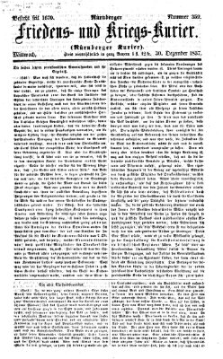 Nürnberger Friedens- und Kriegs-Kurier Mittwoch 30. Dezember 1857