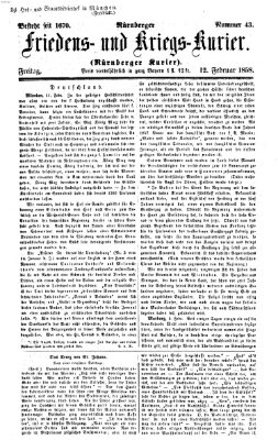 Nürnberger Friedens- und Kriegs-Kurier Freitag 12. Februar 1858