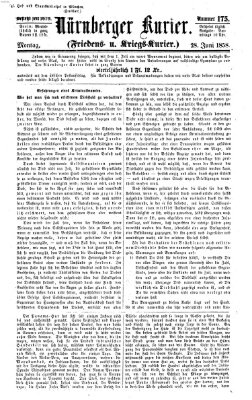 Nürnberger Kurier (Nürnberger Friedens- und Kriegs-Kurier) Montag 28. Juni 1858