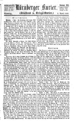 Nürnberger Kurier (Nürnberger Friedens- und Kriegs-Kurier) Sonntag 3. April 1859