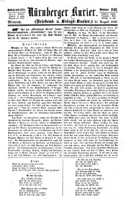 Nürnberger Kurier (Nürnberger Friedens- und Kriegs-Kurier) Mittwoch 31. August 1859