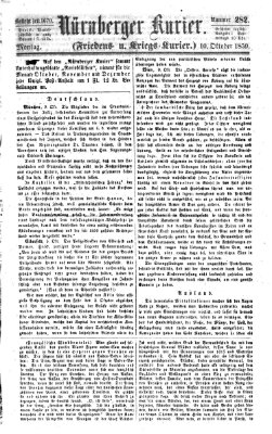 Nürnberger Kurier (Nürnberger Friedens- und Kriegs-Kurier) Montag 10. Oktober 1859
