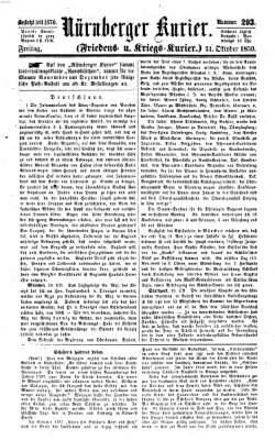 Nürnberger Kurier (Nürnberger Friedens- und Kriegs-Kurier) Freitag 21. Oktober 1859