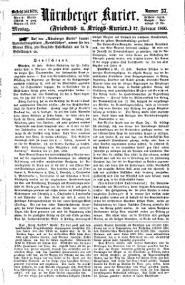 Nürnberger Kurier (Nürnberger Friedens- und Kriegs-Kurier) Montag 27. Februar 1860