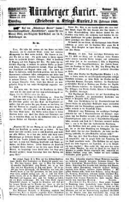 Nürnberger Kurier (Nürnberger Friedens- und Kriegs-Kurier) Dienstag 28. Februar 1860