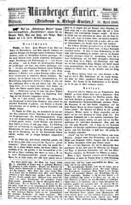Nürnberger Kurier (Nürnberger Friedens- und Kriegs-Kurier) Mittwoch 11. April 1860