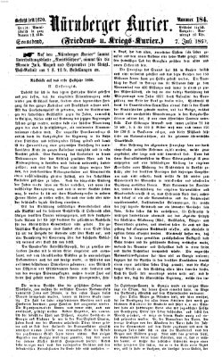 Nürnberger Kurier (Nürnberger Friedens- und Kriegs-Kurier) Samstag 7. Juli 1860