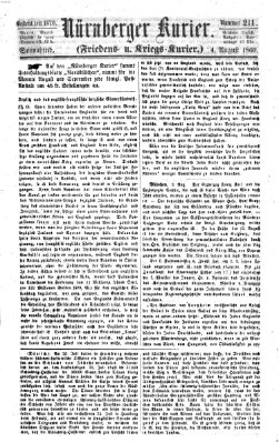 Nürnberger Kurier (Nürnberger Friedens- und Kriegs-Kurier) Samstag 4. August 1860
