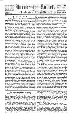 Nürnberger Kurier (Nürnberger Friedens- und Kriegs-Kurier) Dienstag 25. September 1860