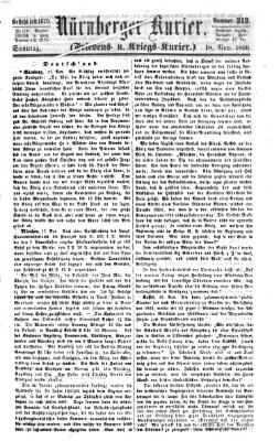 Nürnberger Kurier (Nürnberger Friedens- und Kriegs-Kurier) Sonntag 18. November 1860