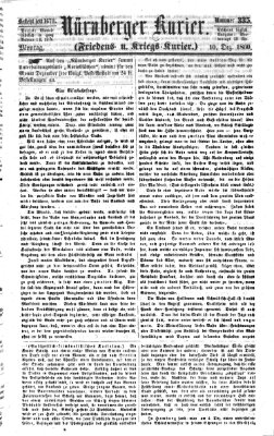 Nürnberger Kurier (Nürnberger Friedens- und Kriegs-Kurier) Montag 10. Dezember 1860
