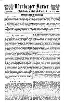 Nürnberger Kurier (Nürnberger Friedens- und Kriegs-Kurier) Donnerstag 20. Dezember 1860