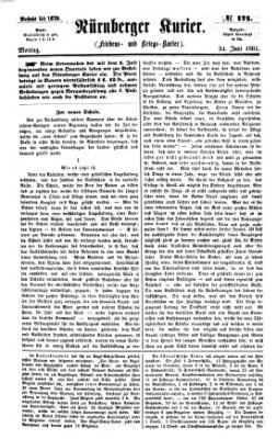Nürnberger Kurier (Nürnberger Friedens- und Kriegs-Kurier) Montag 24. Juni 1861