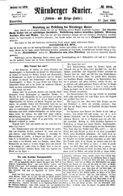 Nürnberger Kurier (Nürnberger Friedens- und Kriegs-Kurier) Donnerstag 27. Juni 1861