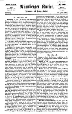 Nürnberger Kurier (Nürnberger Friedens- und Kriegs-Kurier) Sonntag 30. Juni 1861
