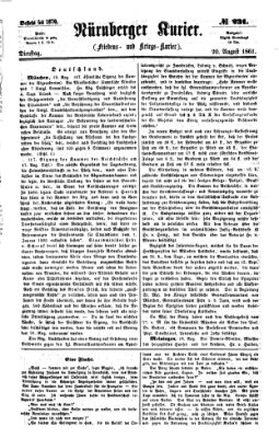 Nürnberger Kurier (Nürnberger Friedens- und Kriegs-Kurier) Dienstag 20. August 1861
