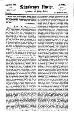 Nürnberger Kurier (Nürnberger Friedens- und Kriegs-Kurier) Dienstag 24. September 1861