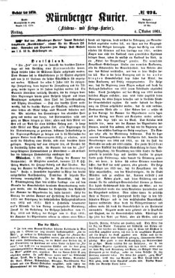 Nürnberger Kurier (Nürnberger Friedens- und Kriegs-Kurier) Freitag 4. Oktober 1861